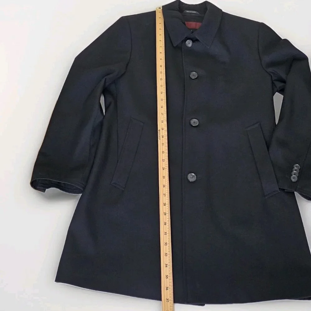 Hugo Boss The Task Wool Overcoat Men US 38R Black Lined Minimalist Office Grunge